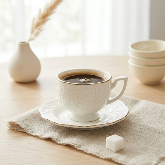 Coffee Cup and Saucer Set - 12 Pcs
